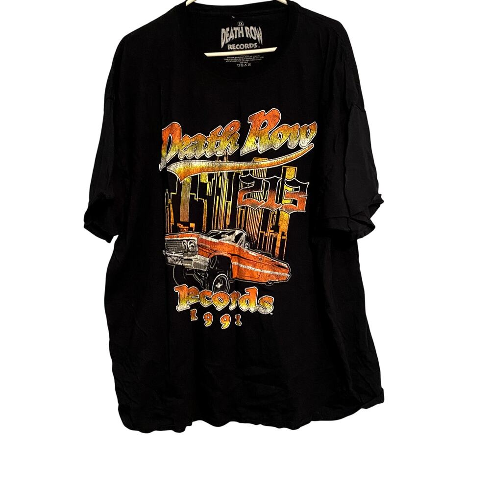 Death Row Records 3X Black Graphic T-Shirt 90s Hip Hop Rap Tee Short Sleeve - Picture 1 of 5